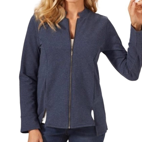 Soft Surroundings Jackets & Blazers - Soft Surroundings Navy Blue Kajal Full Zipper Sweatshirt Jacket Large